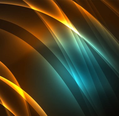 Enerji hatları, karanlıkta parlayan dalgalar vektör arka plan