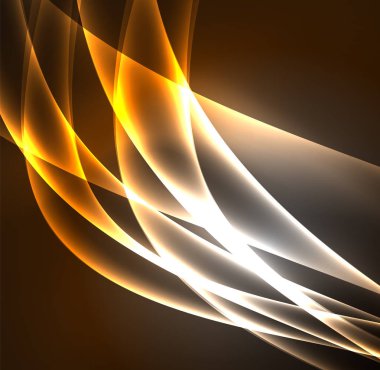 Enerji hatları, karanlıkta parlayan dalgalar vektör arka plan