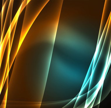 Enerji hatları, karanlıkta parlayan dalgalar vektör arka plan