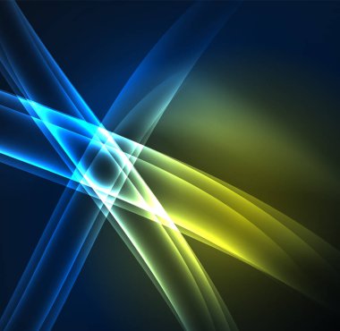 Enerji hatları, karanlıkta parlayan dalgalar vektör arka plan