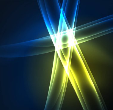 Enerji hatları, karanlıkta parlayan dalgalar vektör arka plan