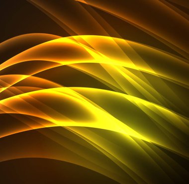 Enerji hatları, karanlıkta parlayan dalgalar vektör arka plan