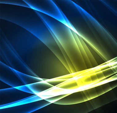 Enerji hatları, karanlıkta parlayan dalgalar vektör arka plan