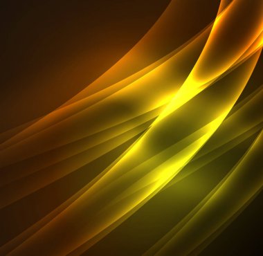 Enerji hatları, karanlıkta parlayan dalgalar vektör arka plan