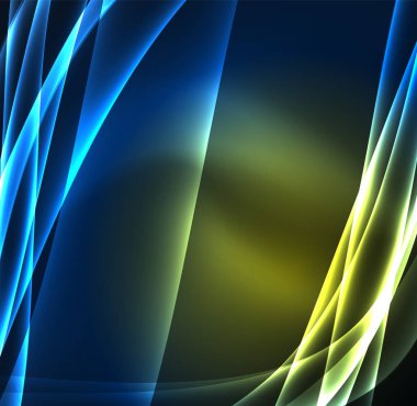 Enerji hatları, karanlıkta parlayan dalgalar vektör arka plan