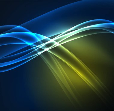 Enerji hatları, karanlıkta parlayan dalgalar vektör arka plan