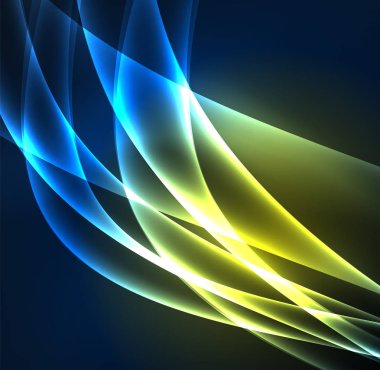 Enerji hatları, karanlıkta parlayan dalgalar vektör arka plan