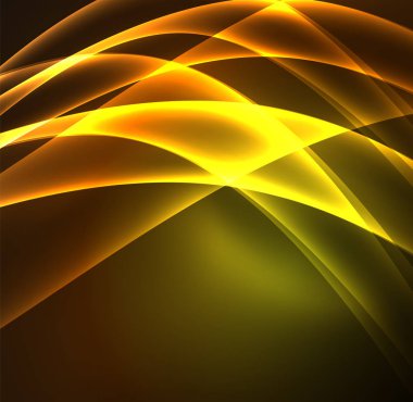 Enerji hatları, karanlıkta parlayan dalgalar vektör arka plan