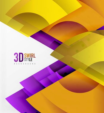 Girdap ve 3d efekti nesneleri, soyut şablon vektör tasarımı dalga