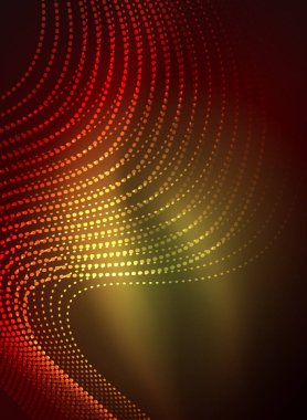 Parçacıklar koyu renk arka plan üzerinde oluşturulan parlayan dalga