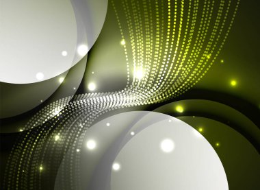 Parçacıklar koyu renk arka plan üzerinde oluşturulan parlayan dalga