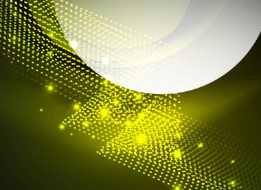 Parçacıklar koyu renk arka plan üzerinde oluşturulan parlayan dalga