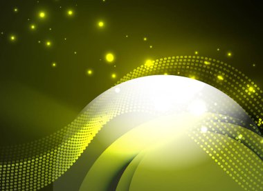 Parçacıklar koyu renk arka plan üzerinde oluşturulan parlayan dalga