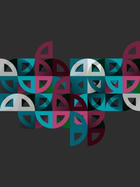 Kağıt daire kesim, mozaik mix geometrik desen tasarım