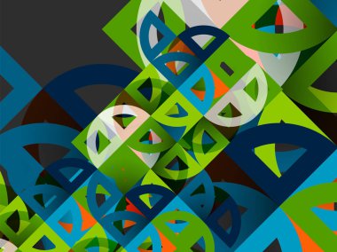 Kağıt daire kesim, mozaik mix geometrik desen tasarım