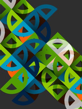 Kağıt daire kesim, mozaik mix geometrik desen tasarım