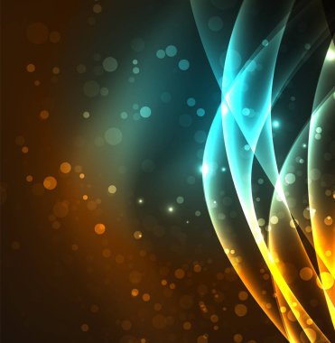 Enerji hatları, karanlıkta parlayan dalgalar vektör arka plan