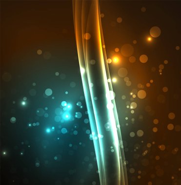 Enerji hatları, karanlıkta parlayan dalgalar vektör arka plan