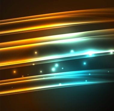 Enerji hatları, karanlıkta parlayan dalgalar vektör arka plan