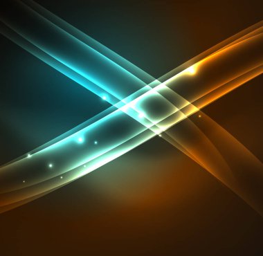 Enerji hatları, karanlıkta parlayan dalgalar vektör arka plan