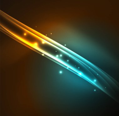 Enerji hatları, karanlıkta parlayan dalgalar vektör arka plan