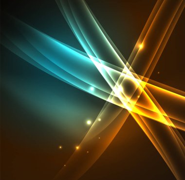 Enerji hatları, karanlıkta parlayan dalgalar vektör arka plan