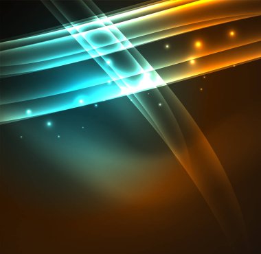 Enerji hatları, karanlıkta parlayan dalgalar vektör arka plan