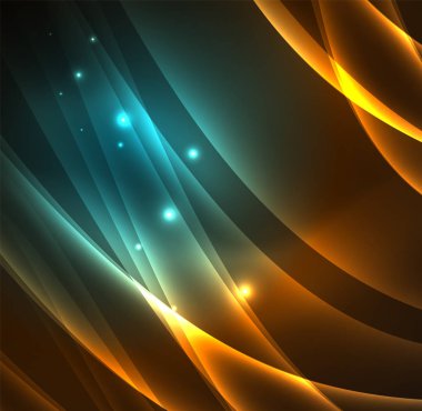 Enerji hatları, karanlıkta parlayan dalgalar vektör arka plan