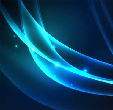 Enerji hatları, karanlıkta parlayan dalgalar vektör arka plan