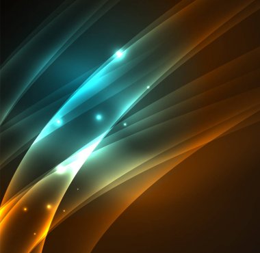 Enerji hatları, karanlıkta parlayan dalgalar vektör arka plan