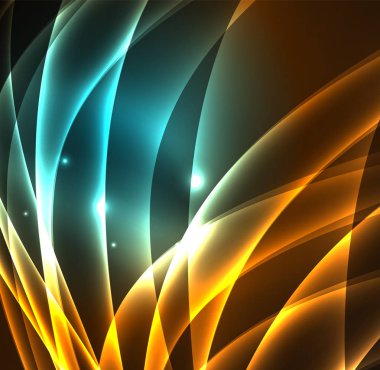 Enerji hatları, karanlıkta parlayan dalgalar vektör arka plan