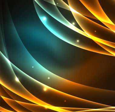 Enerji hatları, karanlıkta parlayan dalgalar vektör arka plan