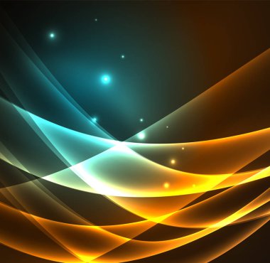 Enerji hatları, karanlıkta parlayan dalgalar vektör arka plan