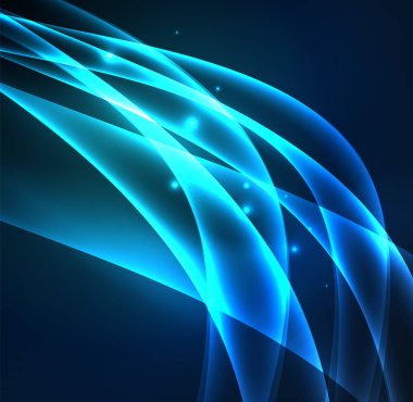 Enerji hatları, karanlıkta parlayan dalgalar vektör arka plan