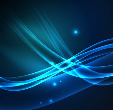 Enerji hatları, karanlıkta parlayan dalgalar vektör arka plan