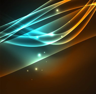 Enerji hatları, karanlıkta parlayan dalgalar vektör arka plan