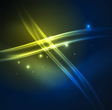 Enerji hatları, karanlıkta parlayan dalgalar vektör arka plan