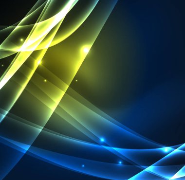 Enerji hatları, karanlıkta parlayan dalgalar vektör arka plan