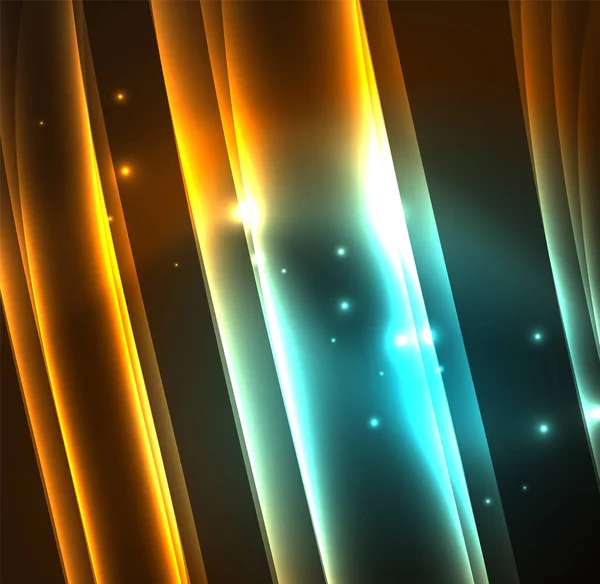 Líneas de energía, ondas brillantes en la oscuridad, vector de fondo abstracto — Vector de stock