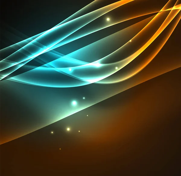 Enerji hatları, karanlıkta parlayan dalgalar vektör arka plan