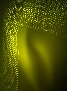 Parçacıklar koyu renk arka plan üzerinde oluşturulan parlayan dalga