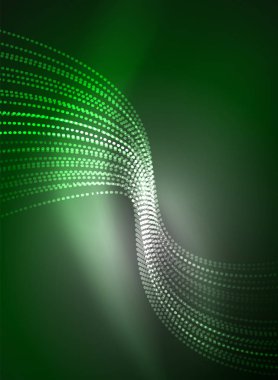 Parçacıklar koyu renk arka plan üzerinde oluşturulan parlayan dalga