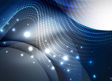 Parçacıklar koyu renk arka plan üzerinde oluşturulan parlayan dalga