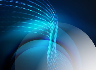 Parçacıklar koyu renk arka plan üzerinde oluşturulan parlayan dalga