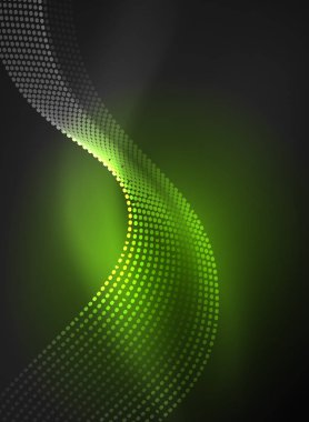 Parçacıklar koyu renk arka plan üzerinde oluşturulan parlayan dalga