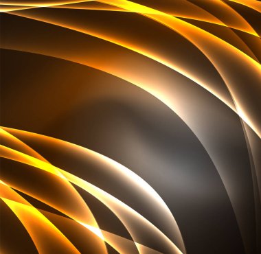 Enerji hatları, karanlıkta parlayan dalgalar vektör arka plan