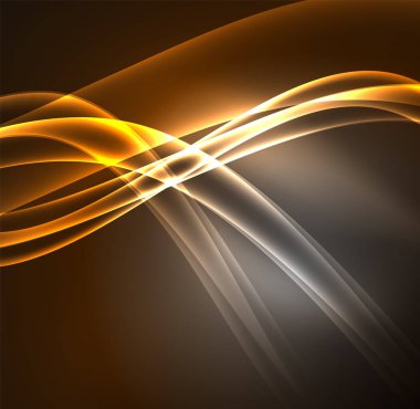 Enerji hatları, karanlıkta parlayan dalgalar vektör arka plan