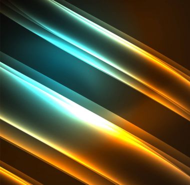 Enerji hatları, karanlıkta parlayan dalgalar vektör arka plan