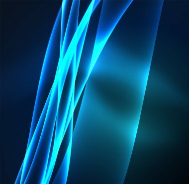 Enerji hatları, karanlıkta parlayan dalgalar vektör arka plan