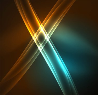 Enerji hatları, karanlıkta parlayan dalgalar vektör arka plan